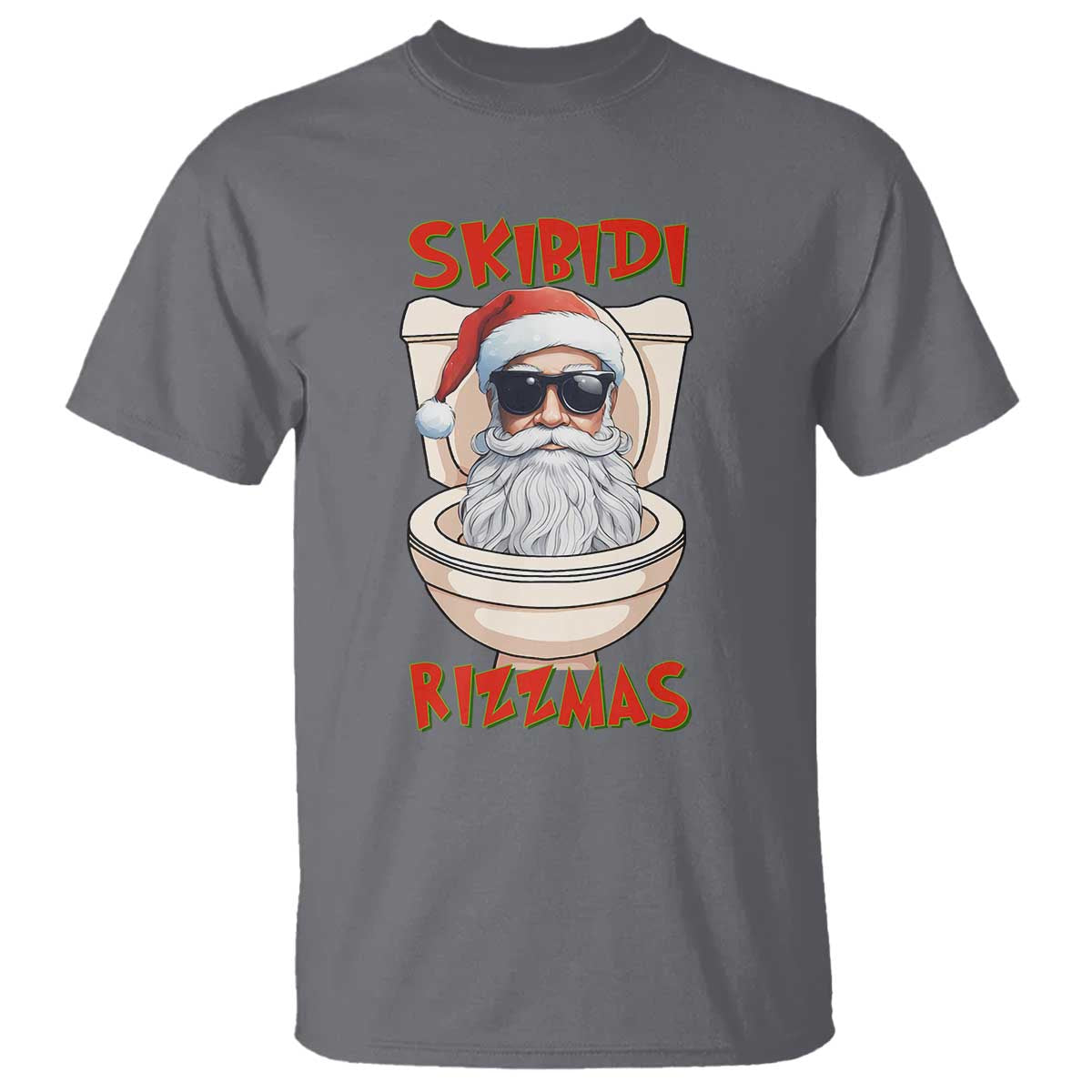 Funny Skibidi Rizzmas Santa Toilet Meme T Shirt - Wonder Print Shop