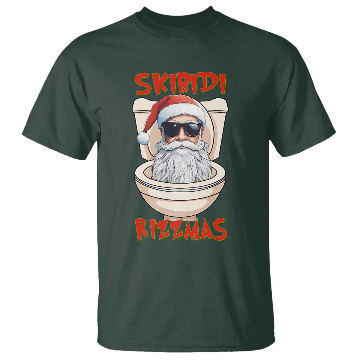 Funny Skibidi Rizzmas Santa Toilet Meme T Shirt - Wonder Print Shop