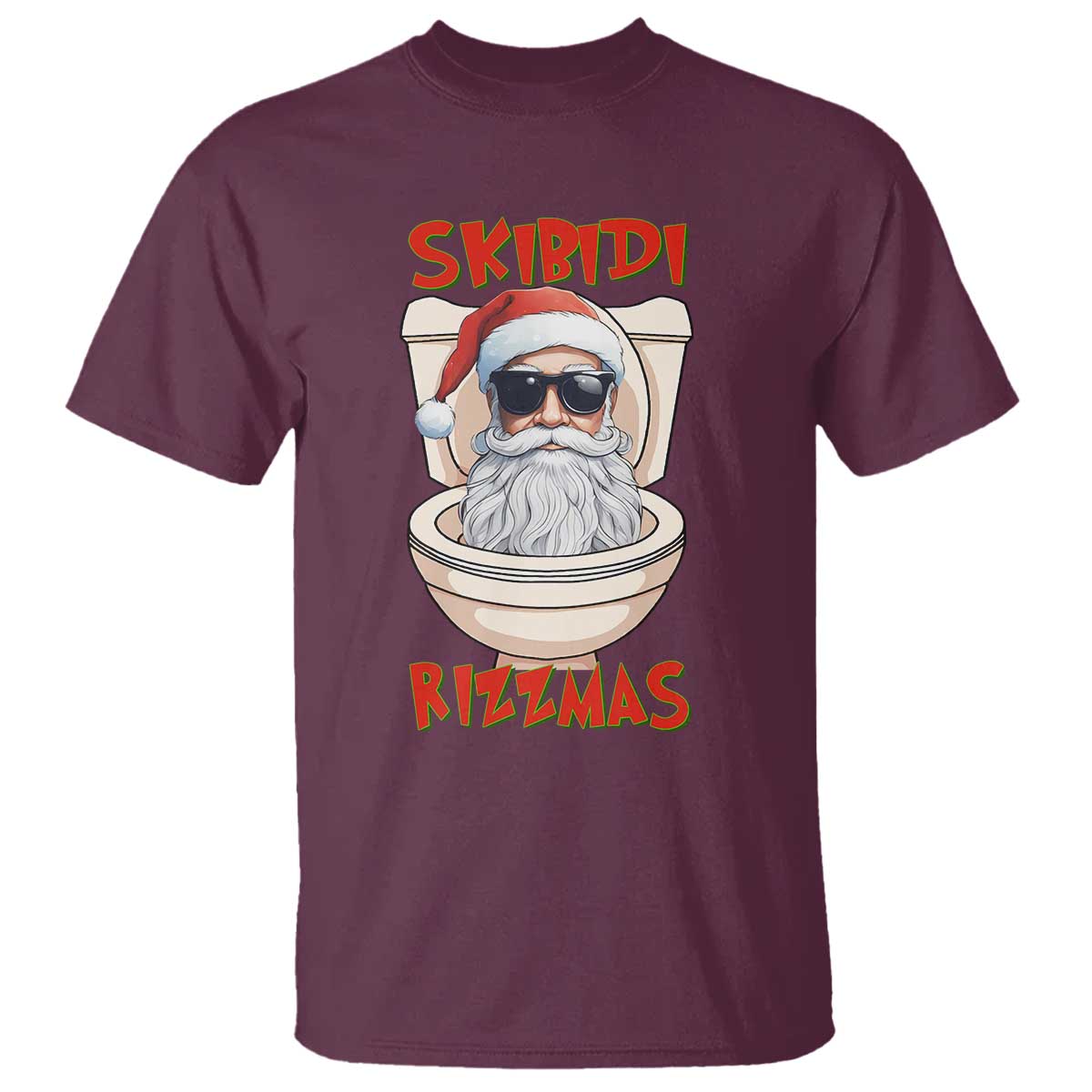 Funny Skibidi Rizzmas Santa Toilet Meme T Shirt - Wonder Print Shop