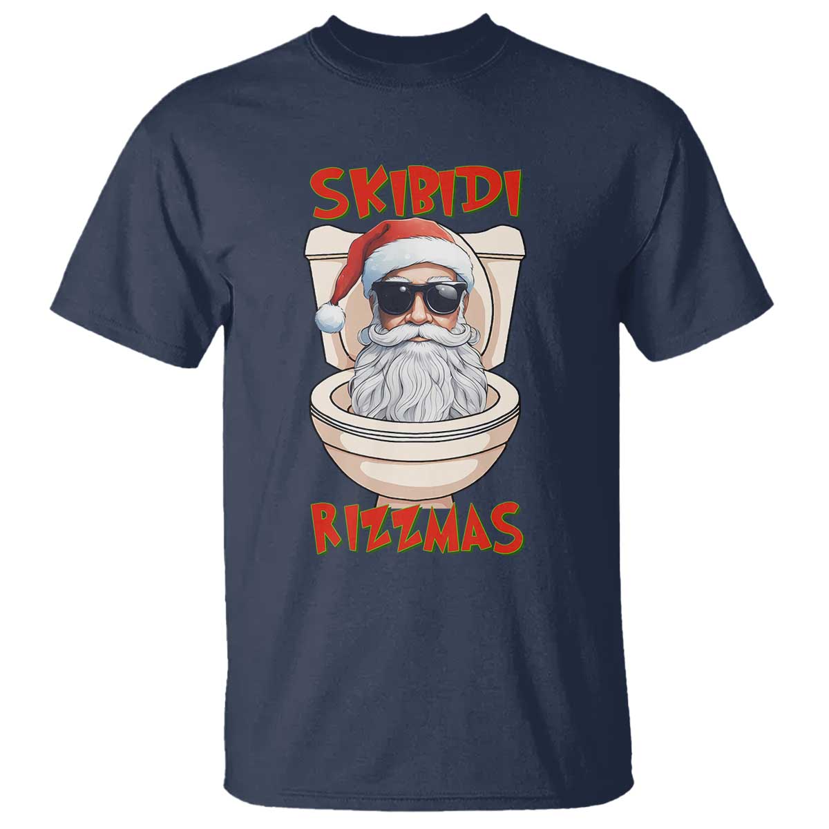 Funny Skibidi Rizzmas Santa Toilet Meme T Shirt - Wonder Print Shop