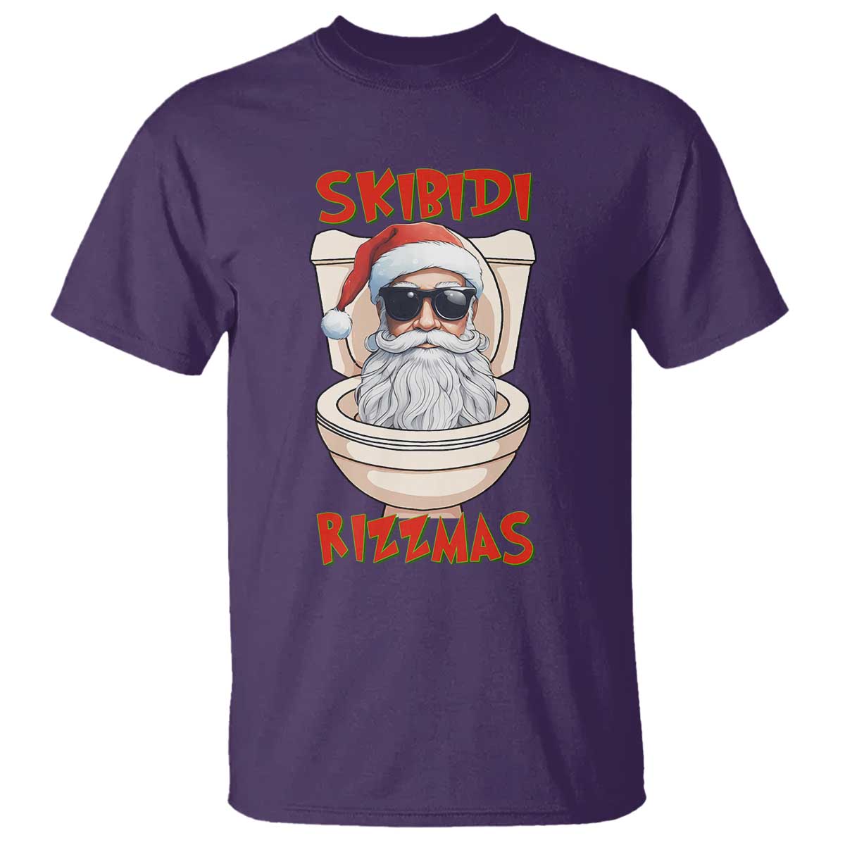 Funny Skibidi Rizzmas Santa Toilet Meme T Shirt - Wonder Print Shop