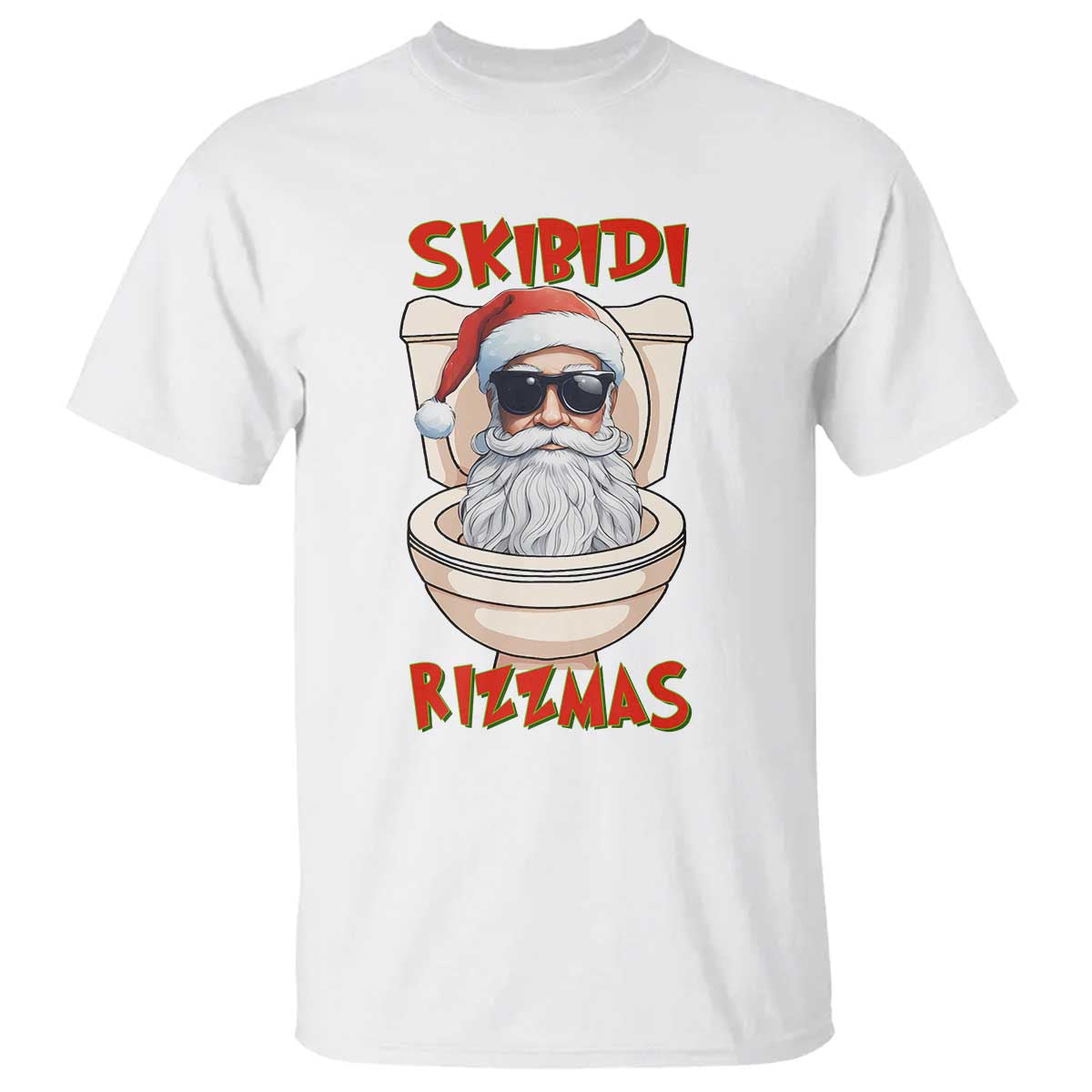 Funny Skibidi Rizzmas Santa Toilet Meme T Shirt - Wonder Print Shop