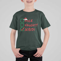 Funny Xmas T Shirt For Kid Nice Naughty Skibidi - Wonder Print Shop