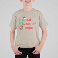 Funny Xmas T Shirt For Kid Nice Naughty Skibidi - Wonder Print Shop