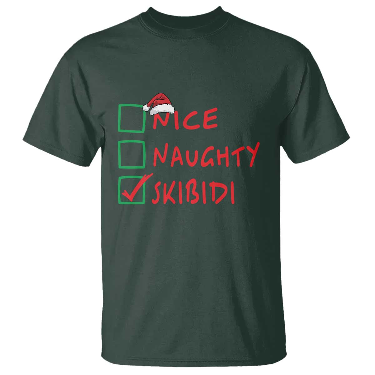 Funny Xmas T Shirt Nice Naughty Skibidi - Wonder Print Shop
