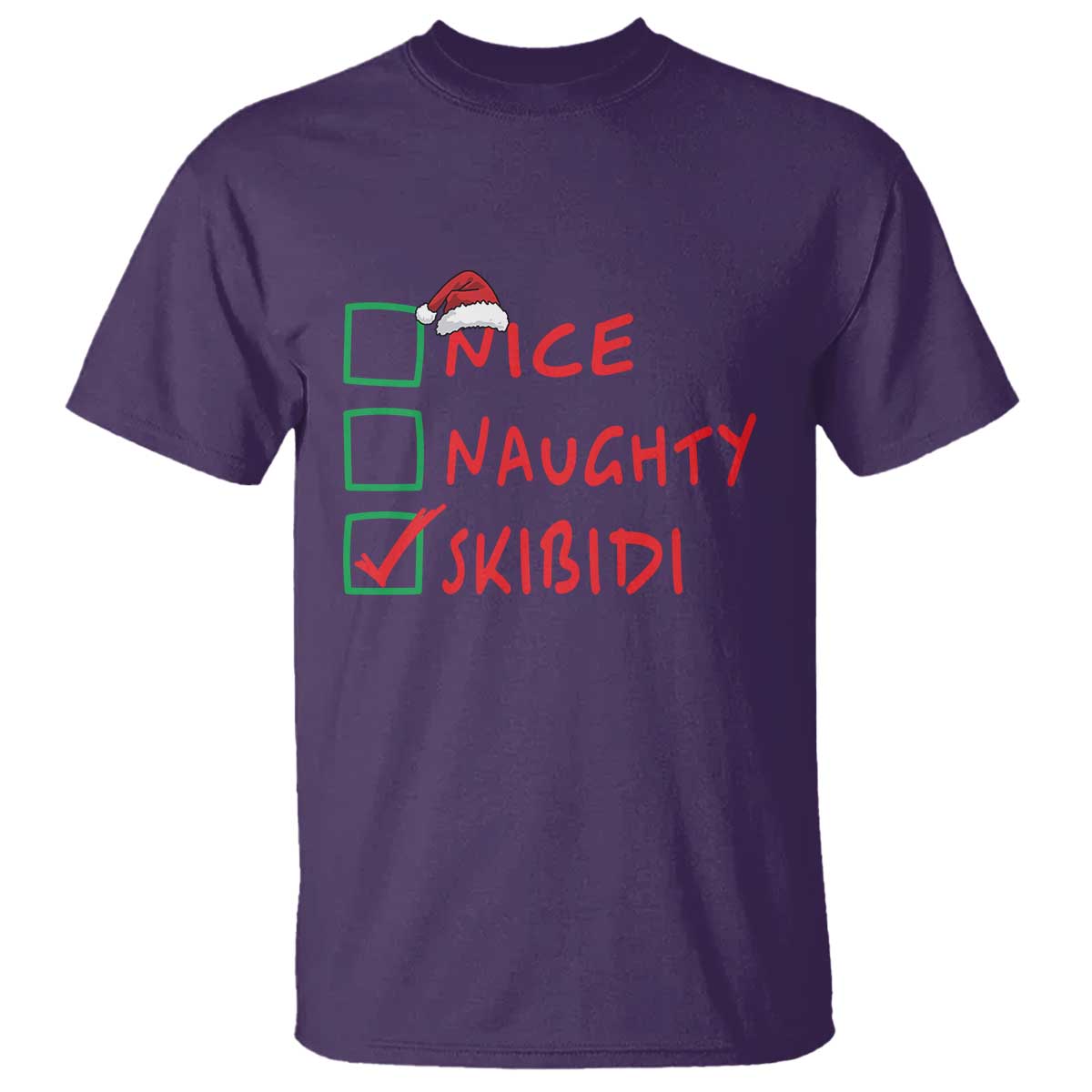 Funny Xmas T Shirt Nice Naughty Skibidi - Wonder Print Shop