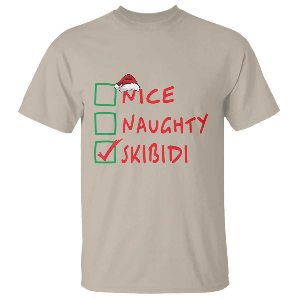 Funny Xmas T Shirt Nice Naughty Skibidi - Wonder Print Shop