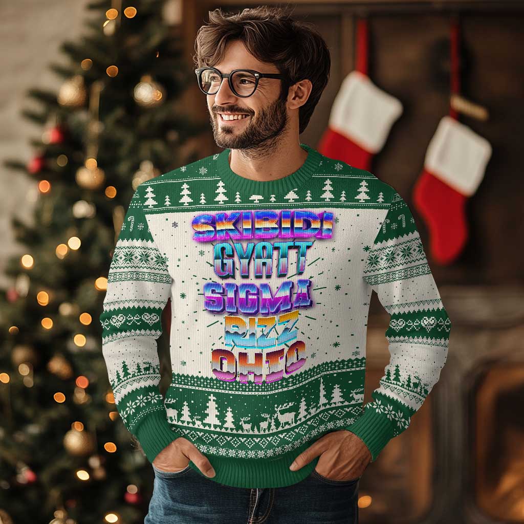 Skibidi Gyatt Sigma Rizz Ohio Ugly Christmas Sweater - Wonder Print Shop