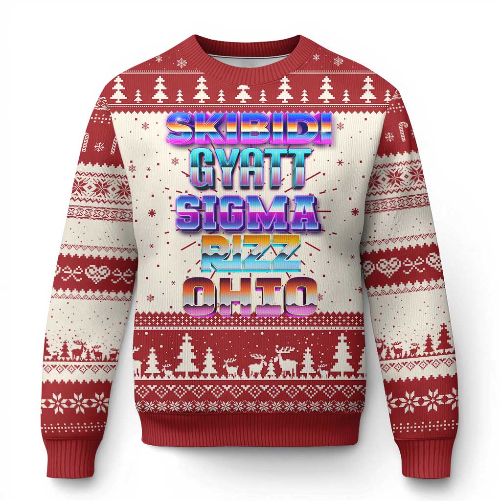 Skibidi Gyatt Sigma Rizz Ohio Ugly Christmas Sweater - Wonder Print Shop