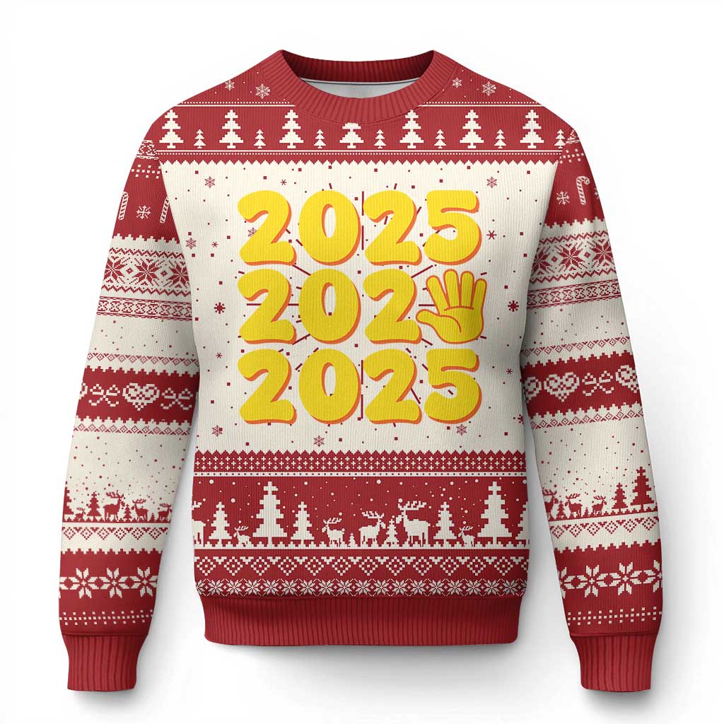Funny Happy New Year 2025 Ugly Christmas Sweater - Wonder Print Shop