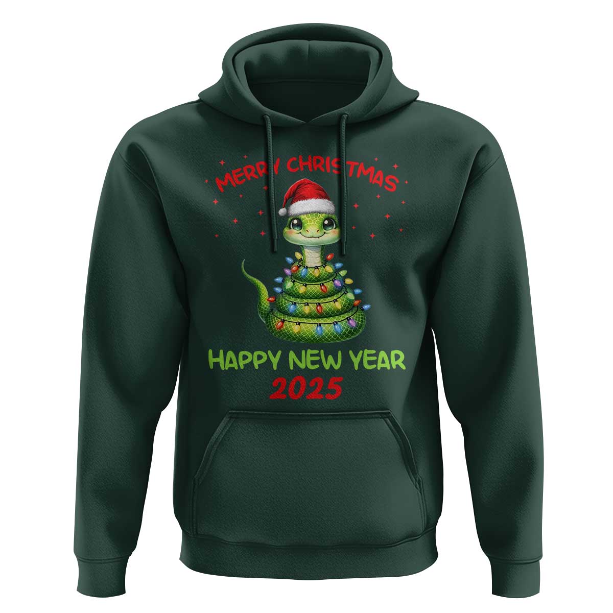 Year Of The Snake 2025 Hoodie Merry Christmas And Happy New Year Cute Snake