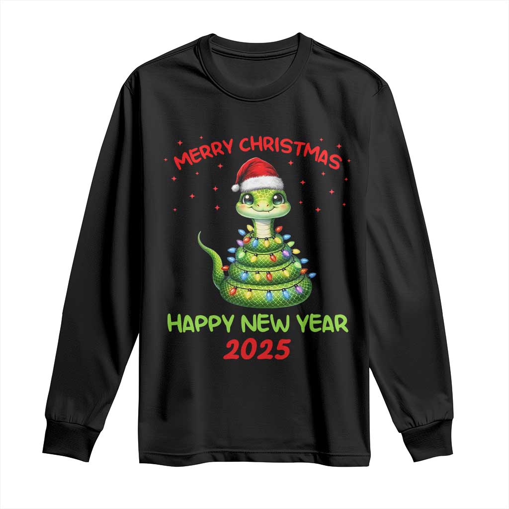 Year Of The Snake 2025 Long Sleeve Shirt Merry Christmas And Happy New Year Cute Snake