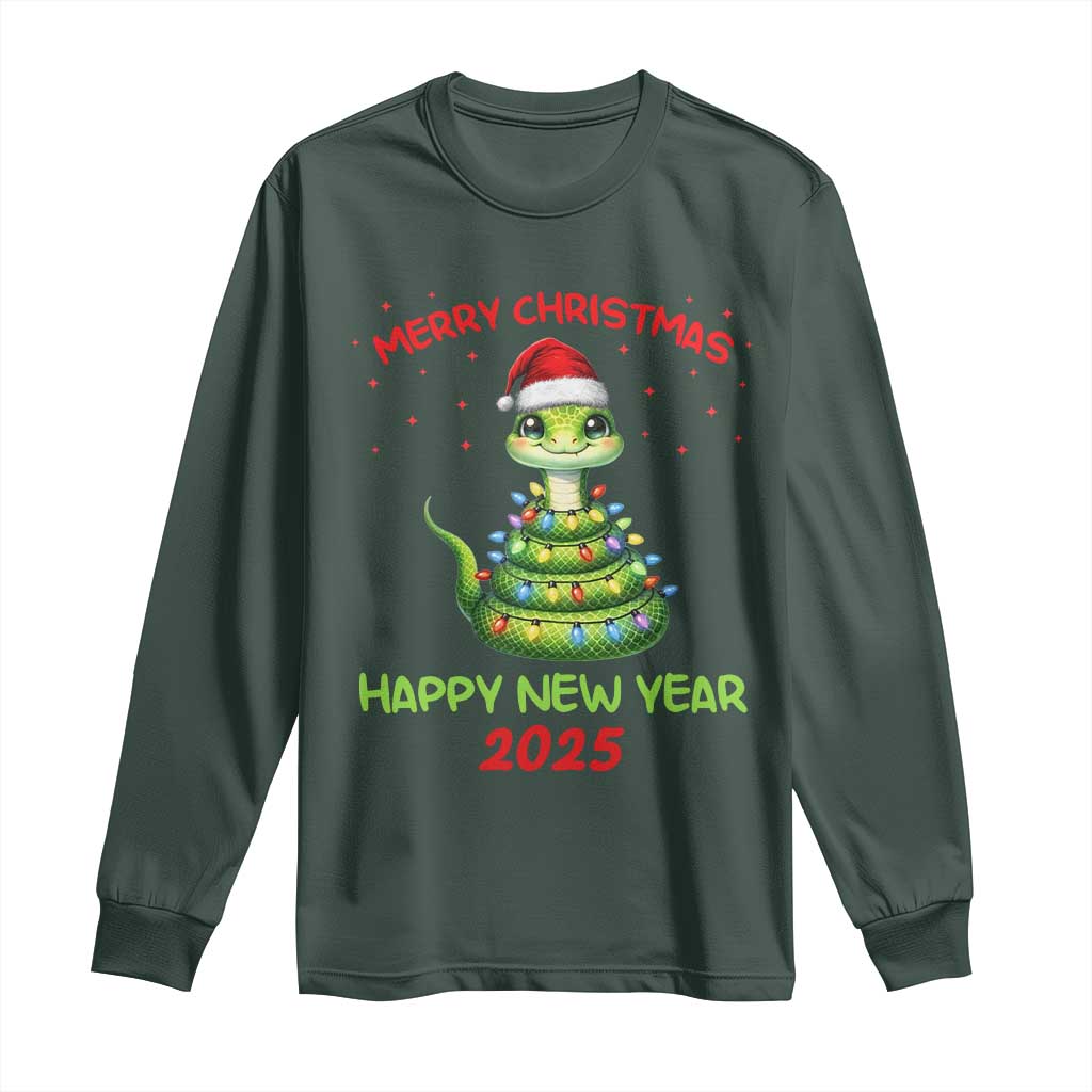 Year Of The Snake 2025 Long Sleeve Shirt Merry Christmas And Happy New Year Cute Snake
