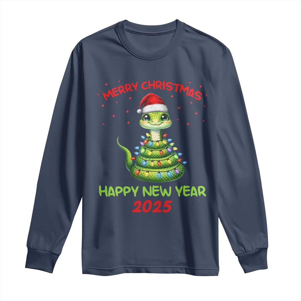 Year Of The Snake 2025 Long Sleeve Shirt Merry Christmas And Happy New Year Cute Snake