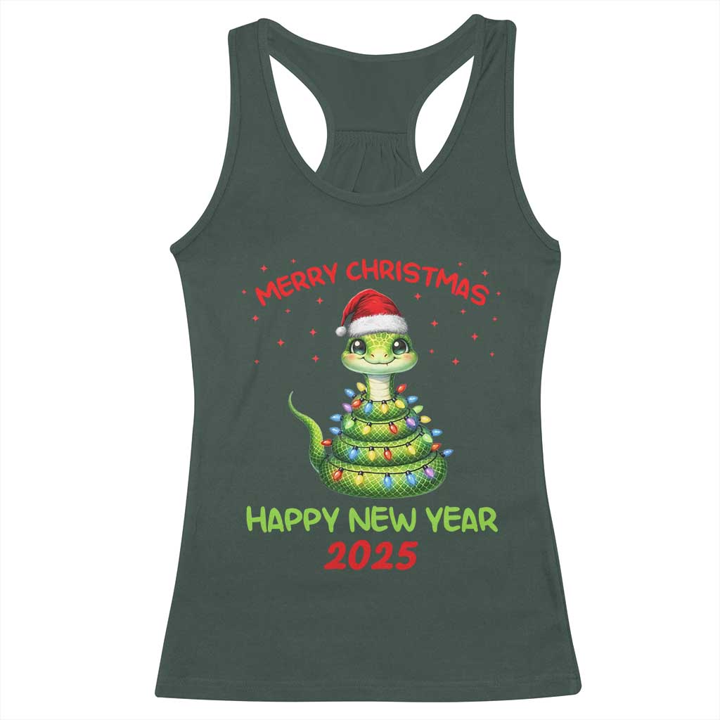Year Of The Snake 2025 Racerback Tank Top Merry Christmas And Happy New Year Cute Snake