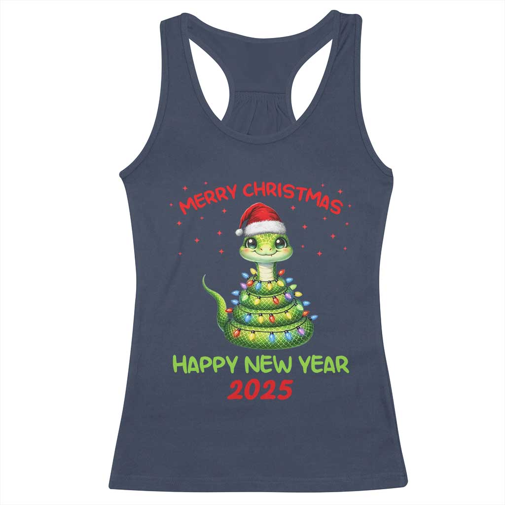 Year Of The Snake 2025 Racerback Tank Top Merry Christmas And Happy New Year Cute Snake