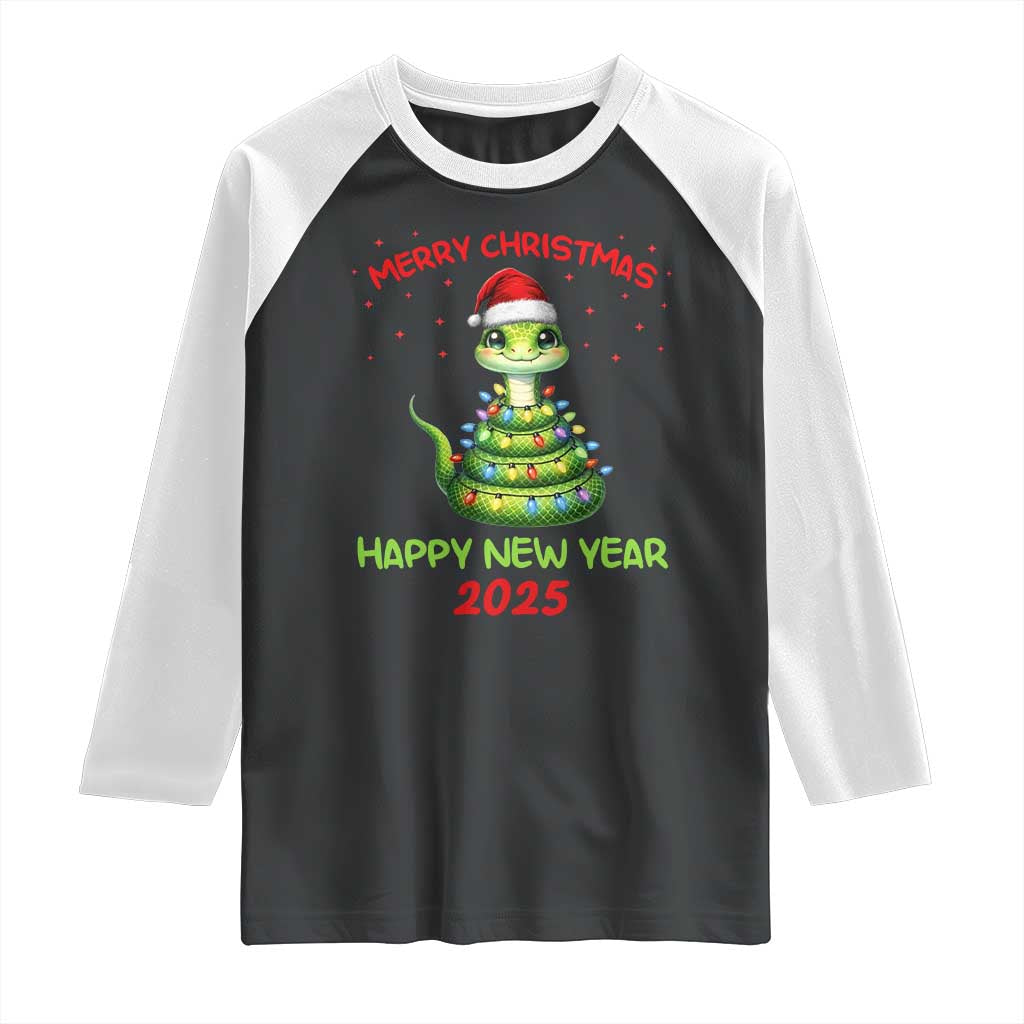 Year Of The Snake 2025 Raglan Shirt Merry Christmas And Happy New Year Cute Snake