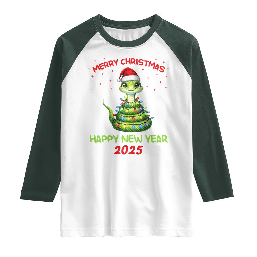 Year Of The Snake 2025 Raglan Shirt Merry Christmas And Happy New Year Cute Snake