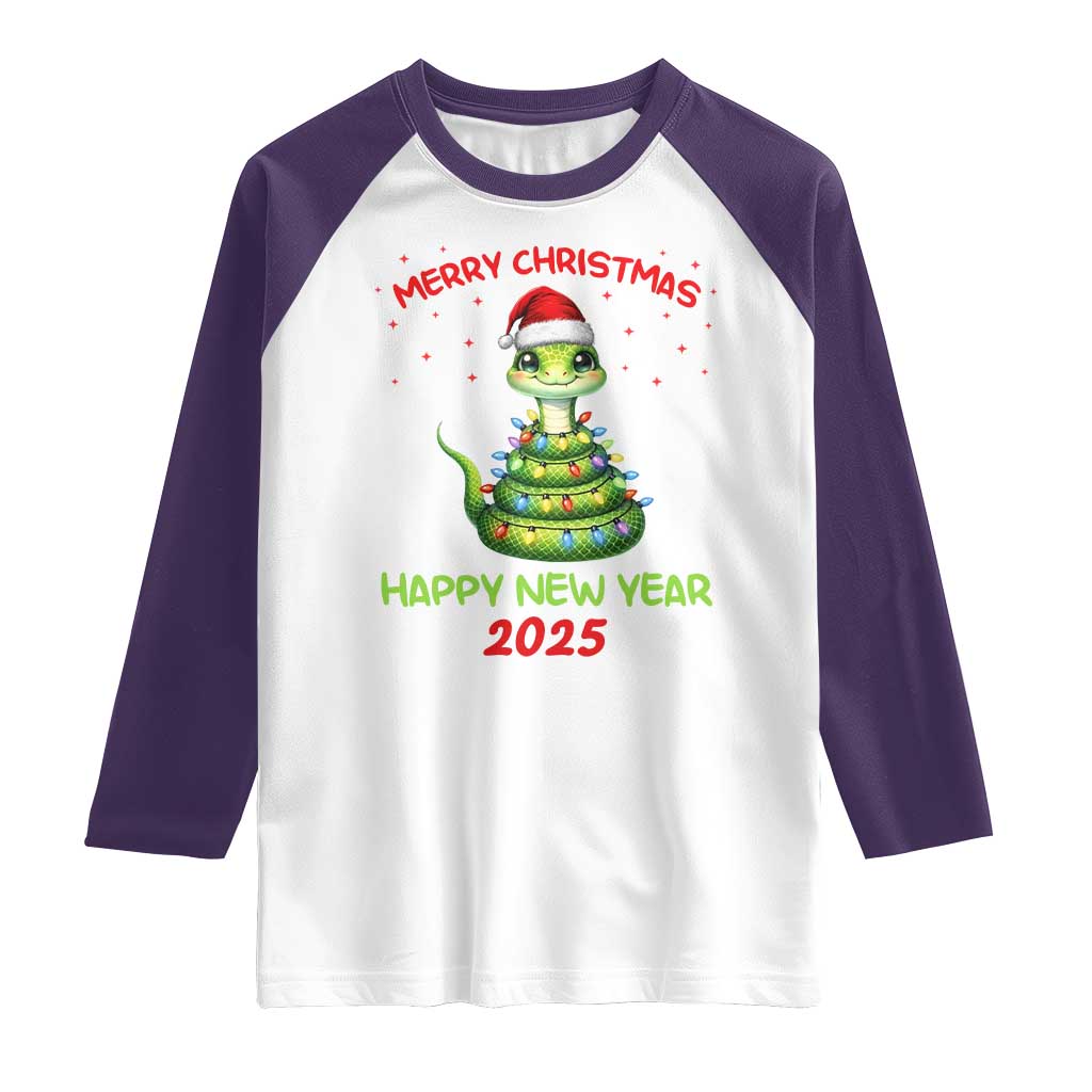 Year Of The Snake 2025 Raglan Shirt Merry Christmas And Happy New Year Cute Snake
