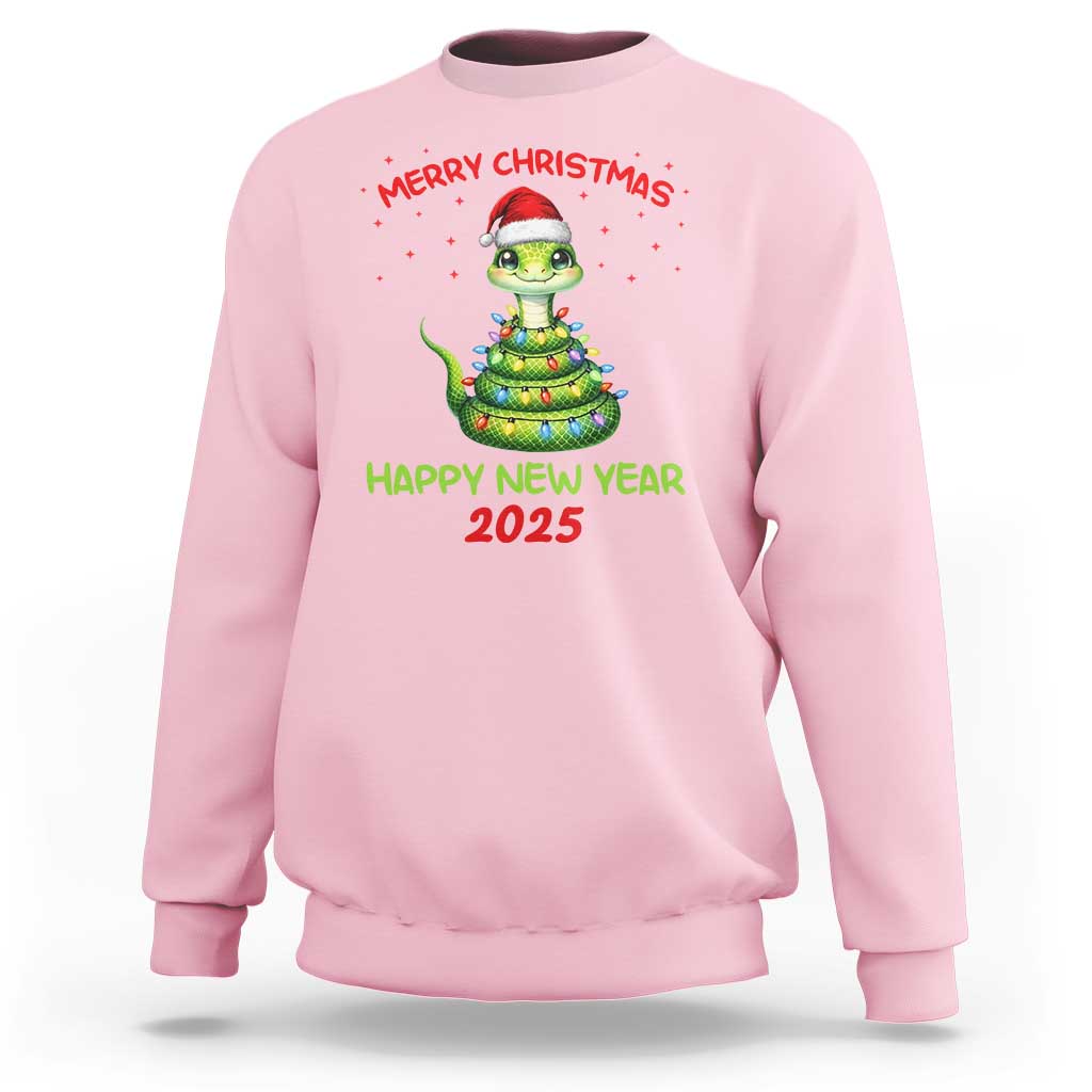 Year Of The Snake 2025 Sweatshirt Merry Christmas And Happy New Year Cute Snake - Wonder Print Shop