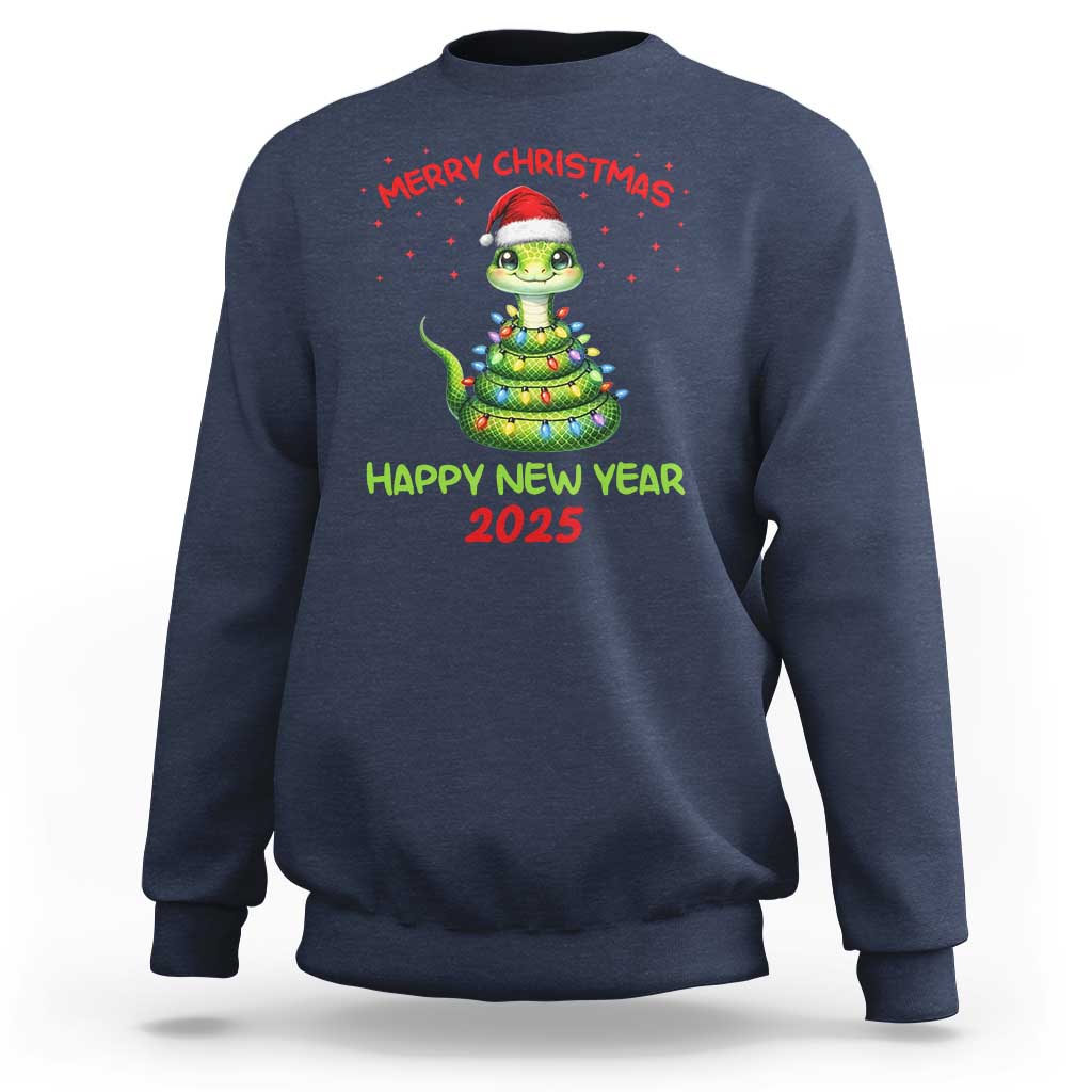 Year Of The Snake 2025 Sweatshirt Merry Christmas And Happy New Year Cute Snake - Wonder Print Shop