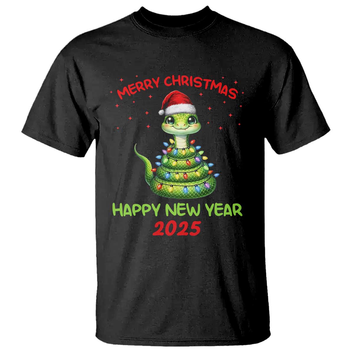 Year Of The Snake 2025 T Shirt Merry Christmas And Happy New Year Cute Snake - Wonder Print Shop