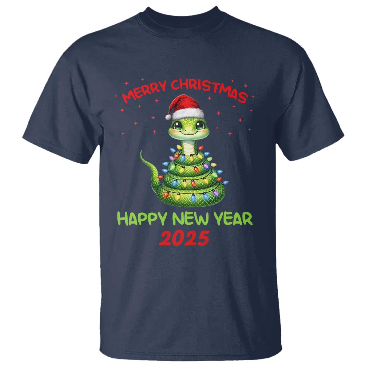 Year Of The Snake 2025 T Shirt Merry Christmas And Happy New Year Cute Snake - Wonder Print Shop
