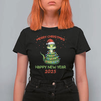 Year Of The Snake 2025 T Shirt For Women Merry Christmas And Happy New Year Cute Snake - Wonder Print Shop