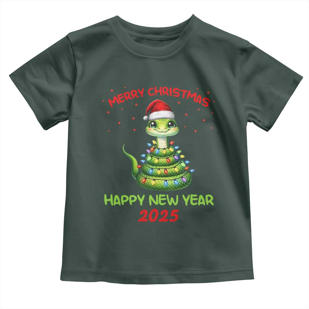 Year Of The Snake 2025 Toddler T Shirt Merry Christmas And Happy New Year Cute Snake