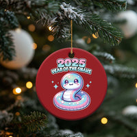 Year Of The Snake 2025 Christmas Ornament Cute Snake Happy New Year - Wonder Print Shop