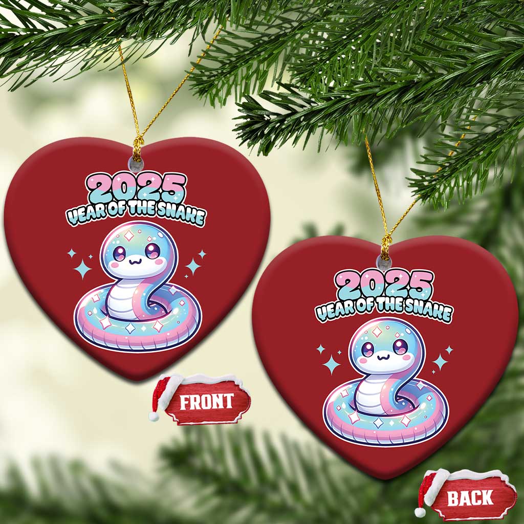 Year Of The Snake 2025 Christmas Ornament Cute Snake Happy New Year - Wonder Print Shop