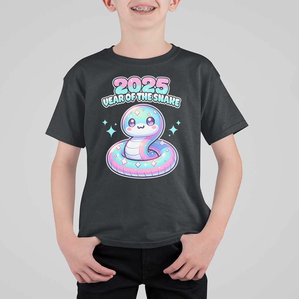 Year Of The Snake 2025 T Shirt For Kid Cute Snake Happy New Year - Wonder Print Shop