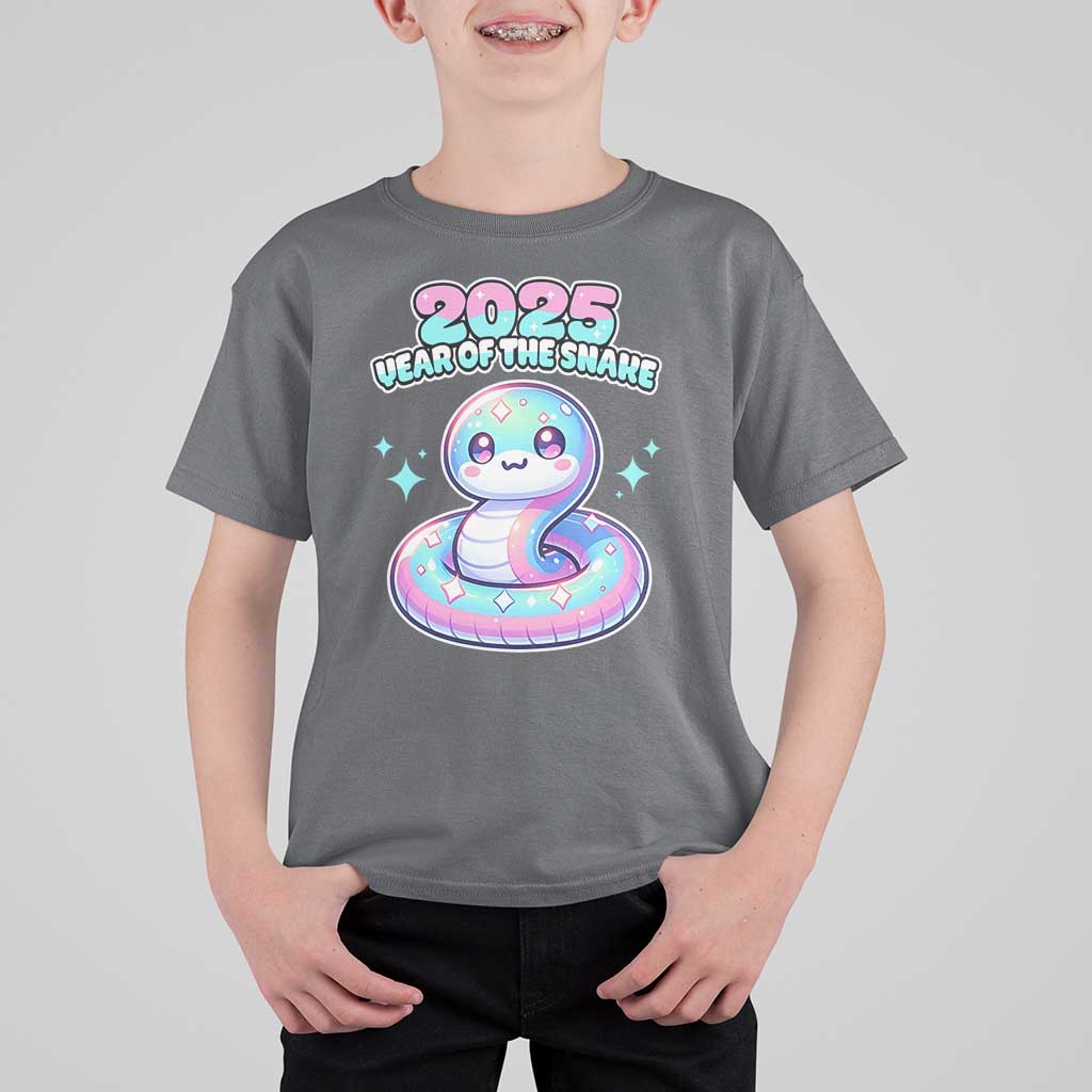 Year Of The Snake 2025 T Shirt For Kid Cute Snake Happy New Year - Wonder Print Shop
