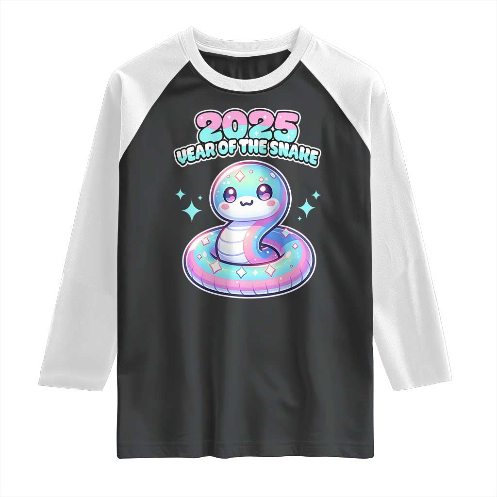 Year Of The Snake 2025 Raglan Shirt Cute Snake Happy New Year