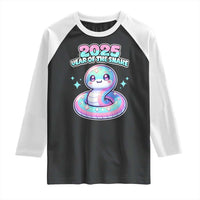 Year Of The Snake 2025 Raglan Shirt Cute Snake Happy New Year