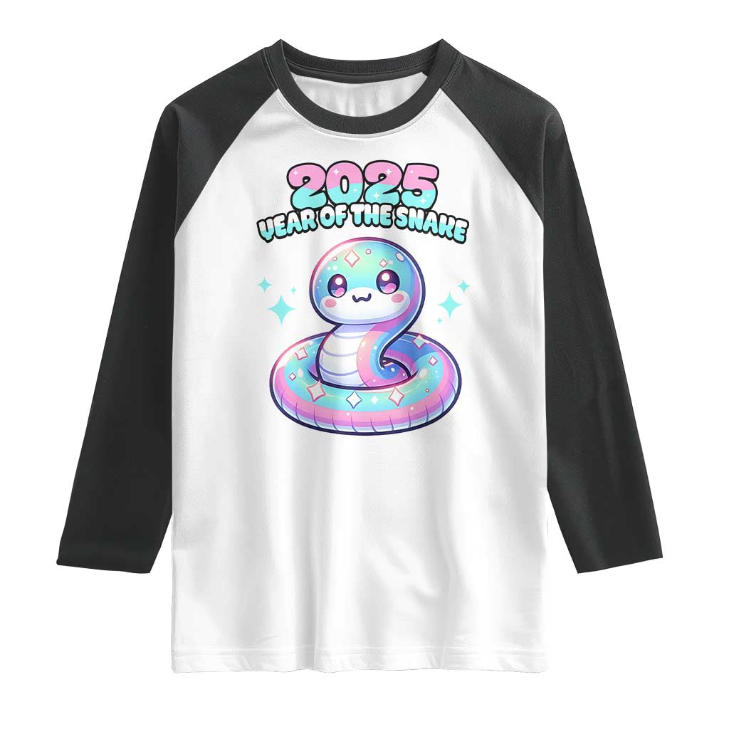 Year Of The Snake 2025 Raglan Shirt Cute Snake Happy New Year