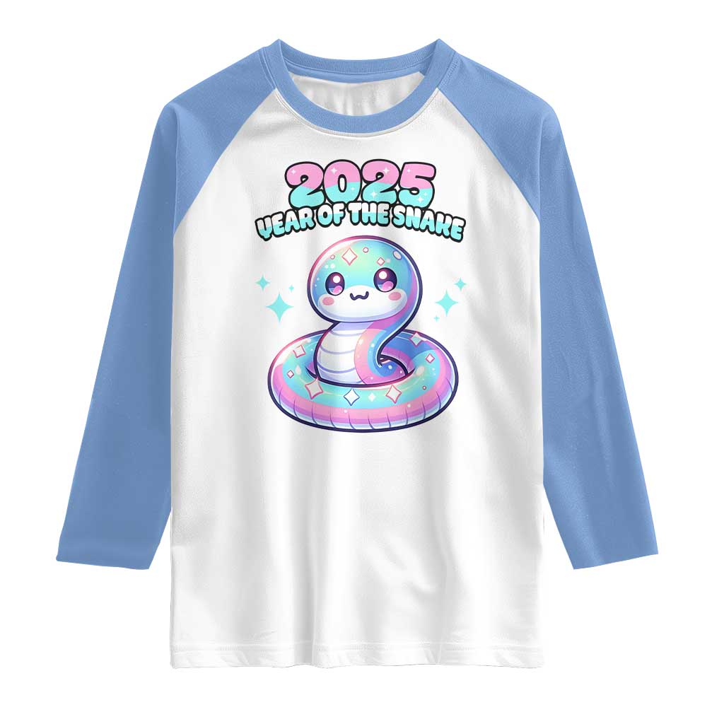 Year Of The Snake 2025 Raglan Shirt Cute Snake Happy New Year