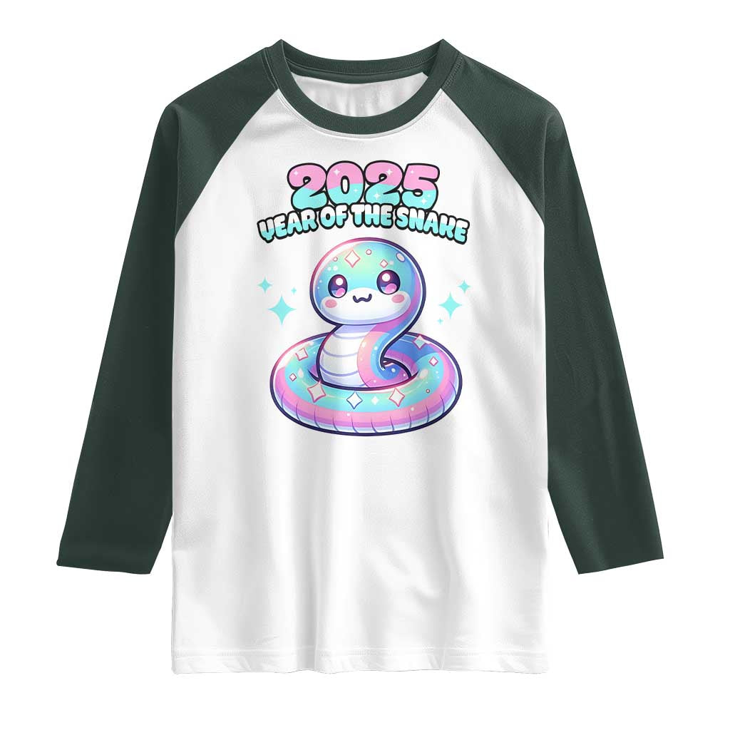 Year Of The Snake 2025 Raglan Shirt Cute Snake Happy New Year
