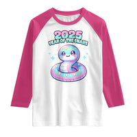 Year Of The Snake 2025 Raglan Shirt Cute Snake Happy New Year