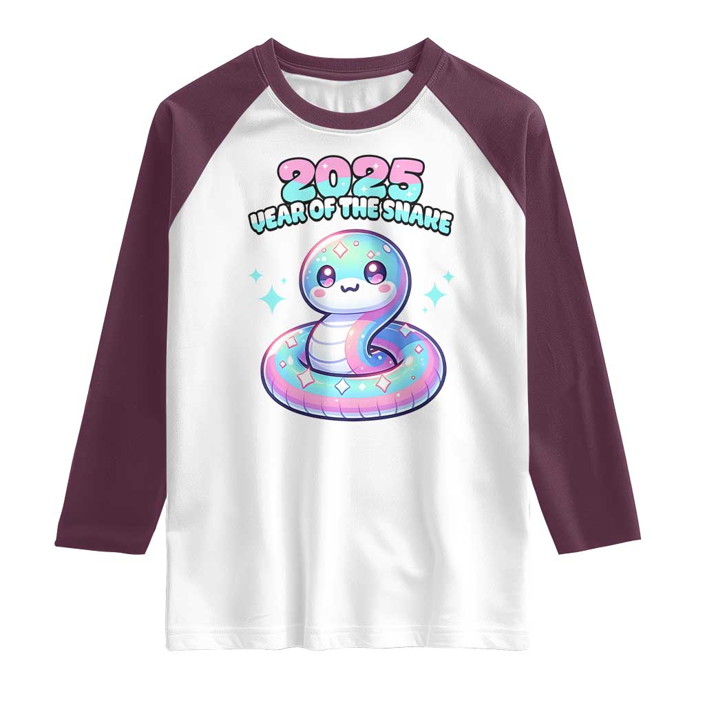 Year Of The Snake 2025 Raglan Shirt Cute Snake Happy New Year