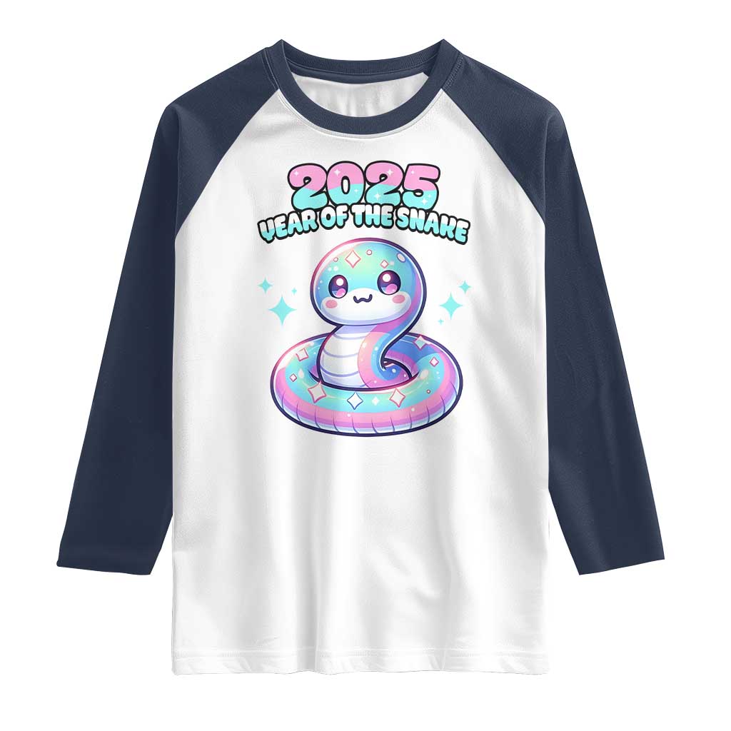 Year Of The Snake 2025 Raglan Shirt Cute Snake Happy New Year