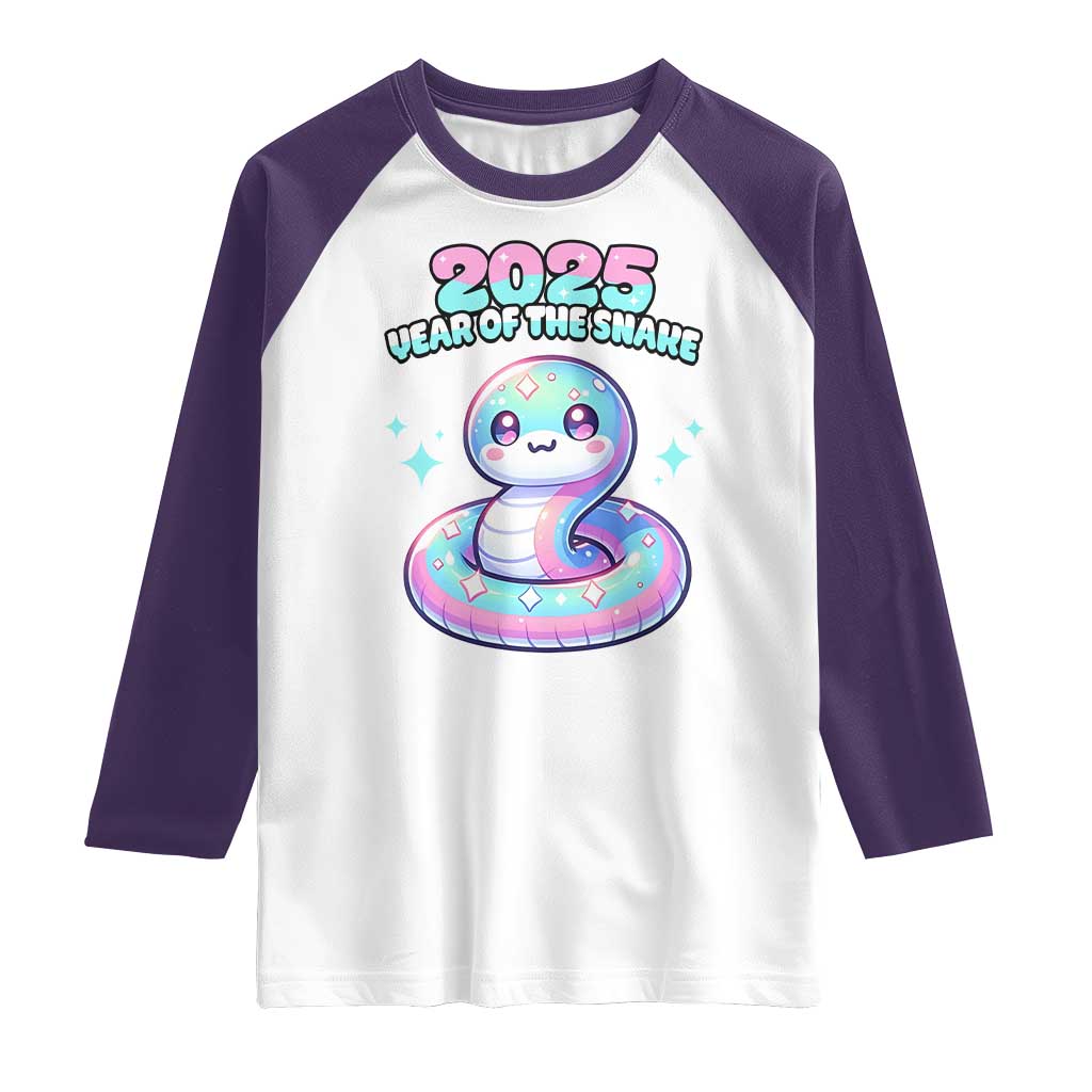 Year Of The Snake 2025 Raglan Shirt Cute Snake Happy New Year