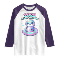 Year Of The Snake 2025 Raglan Shirt Cute Snake Happy New Year