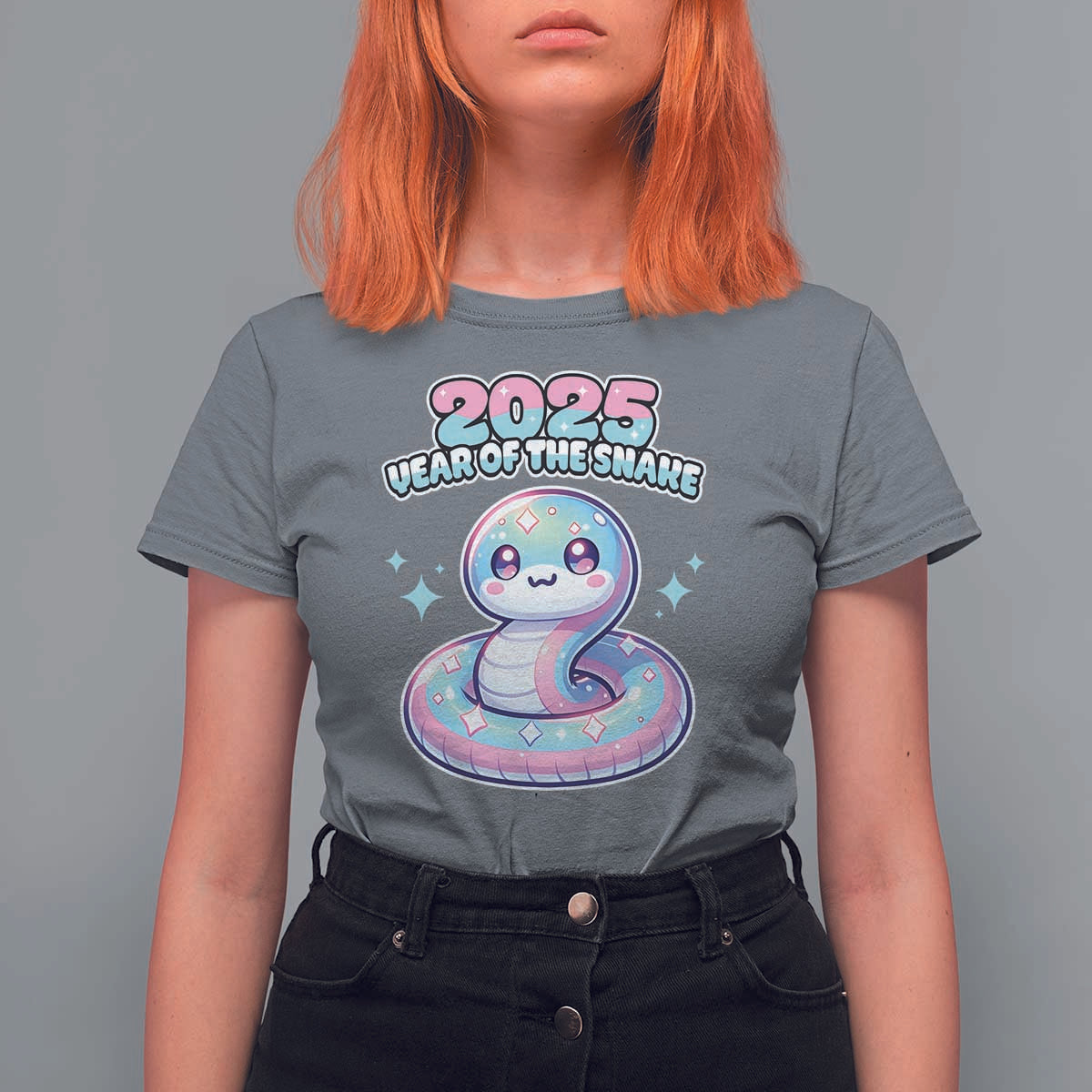 Year Of The Snake 2025 T Shirt For Women Cute Snake Happy New Year - Wonder Print Shop