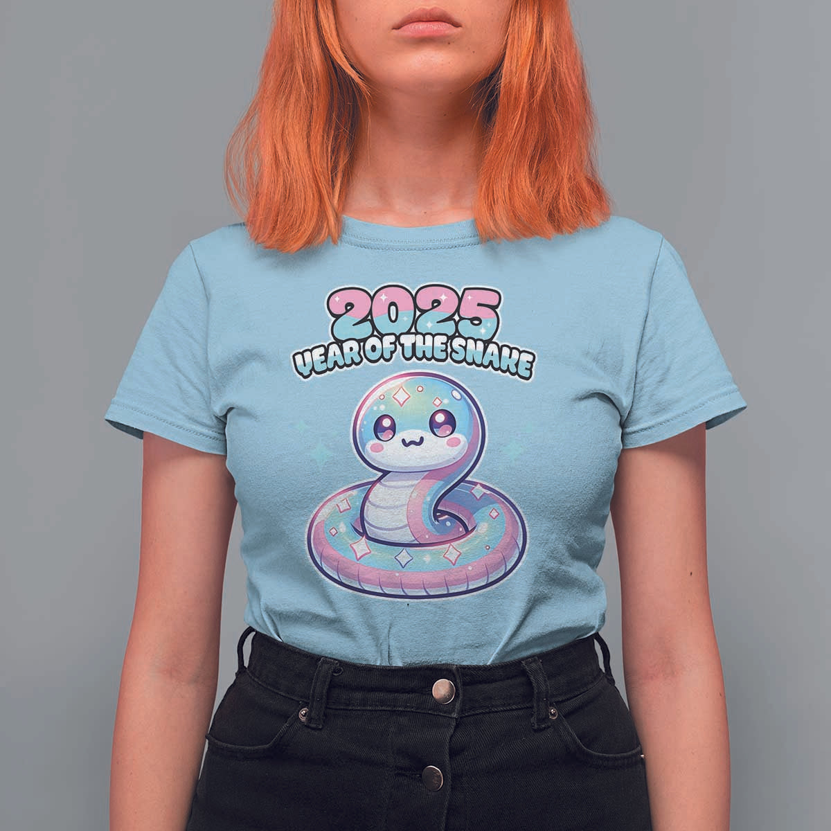 Year Of The Snake 2025 T Shirt For Women Cute Snake Happy New Year - Wonder Print Shop