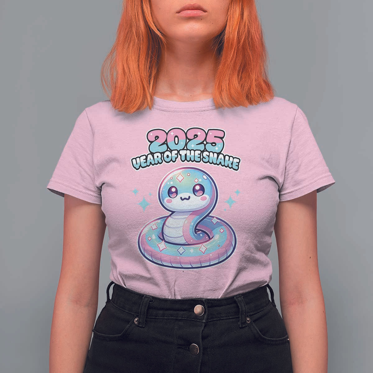 Year Of The Snake 2025 T Shirt For Women Cute Snake Happy New Year - Wonder Print Shop