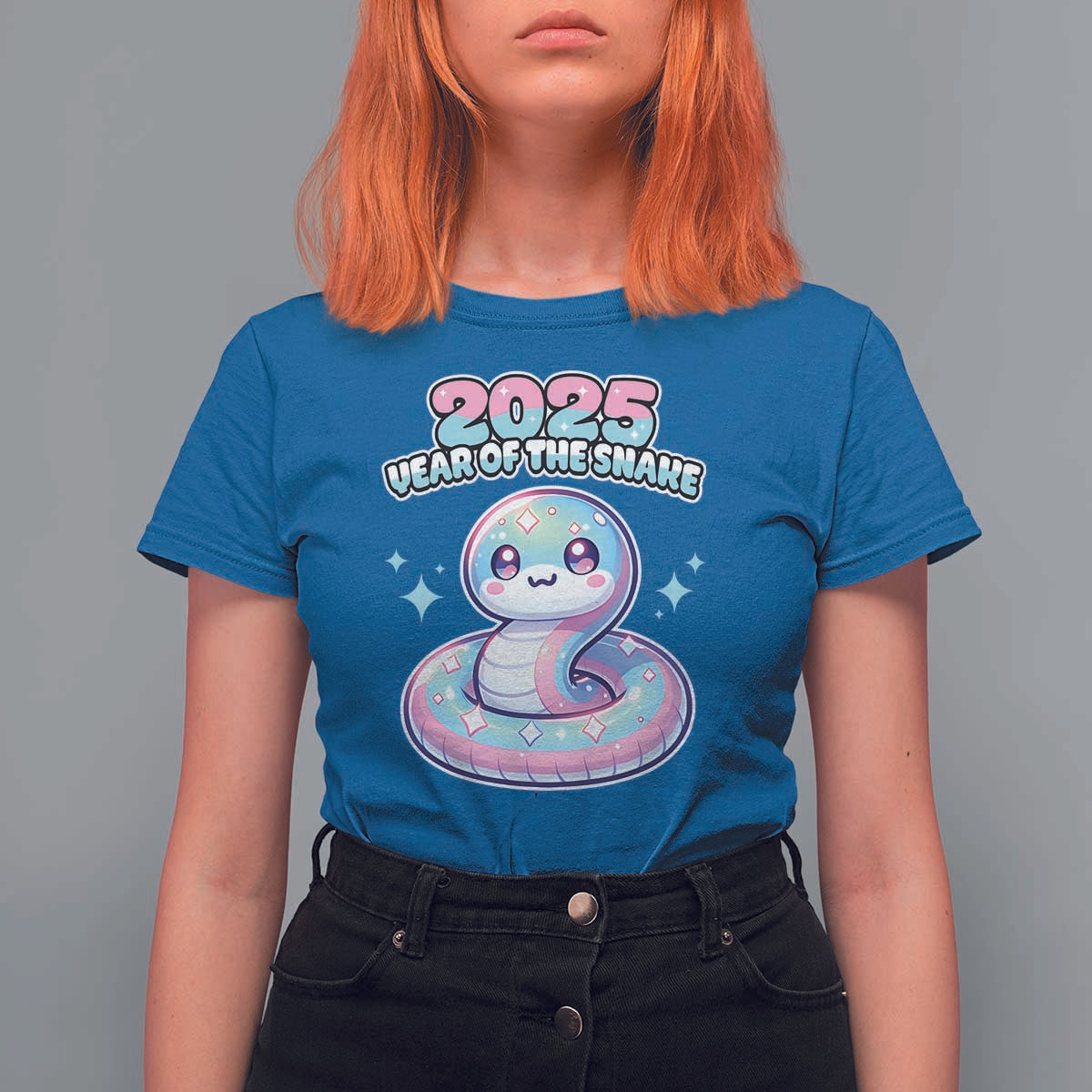 Year Of The Snake 2025 T Shirt For Women Cute Snake Happy New Year - Wonder Print Shop