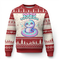 Year Of The Snake 2025 Ugly Christmas Sweater Cute Snake Happy New Year - Wonder Print Shop