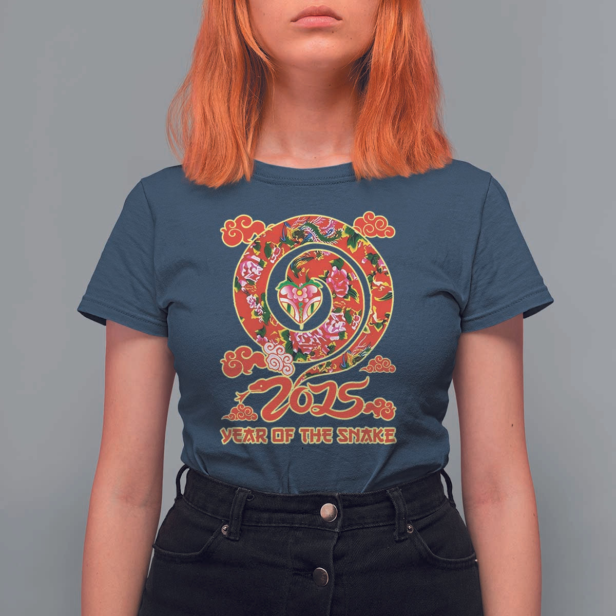 Lunar New Year 2025 T Shirt For Women Year Of The Snake China Traditional - Wonder Print Shop
