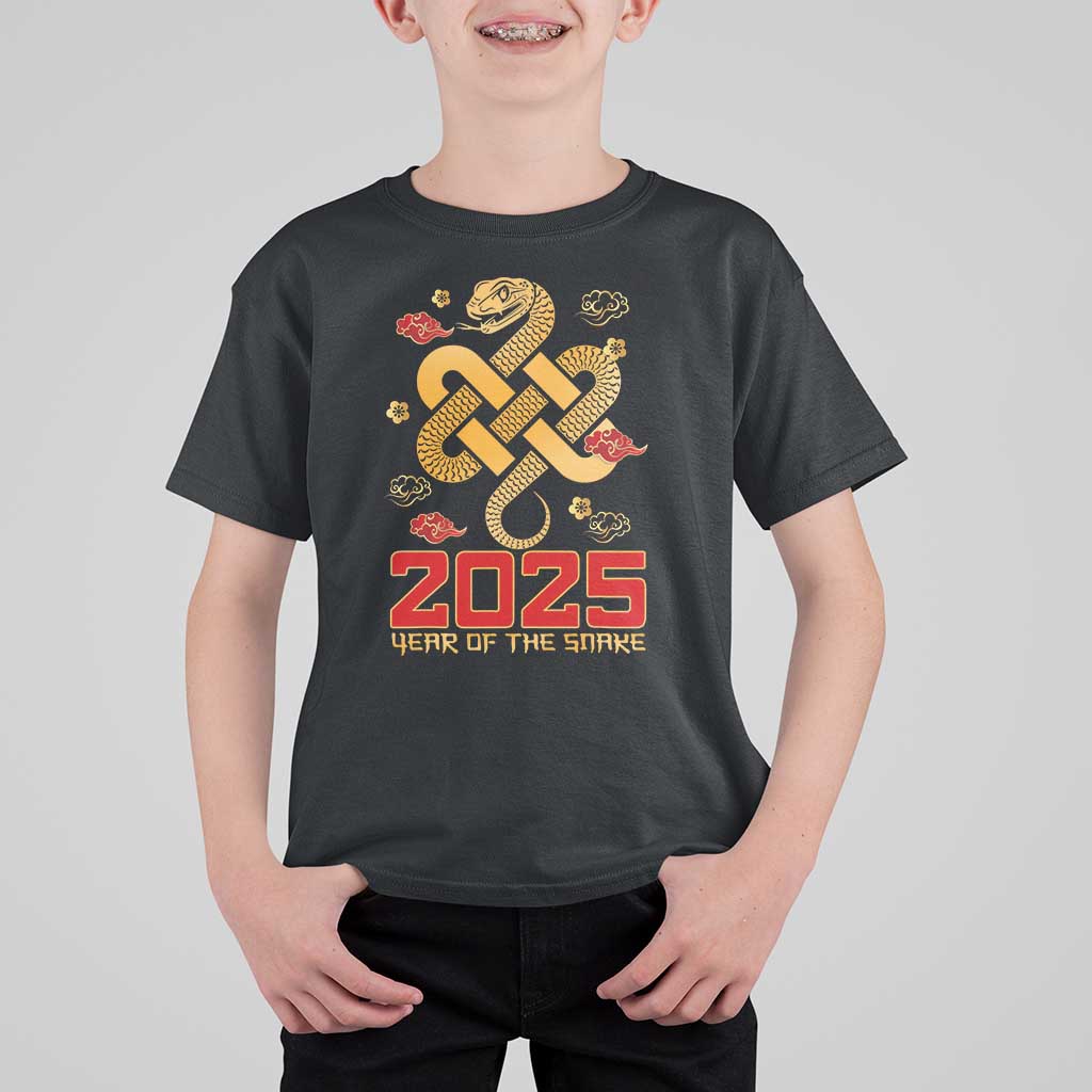 Year Of The Snake 2025 T Shirt For Kid Lunar New Year Chinese Traditional - Wonder Print Shop